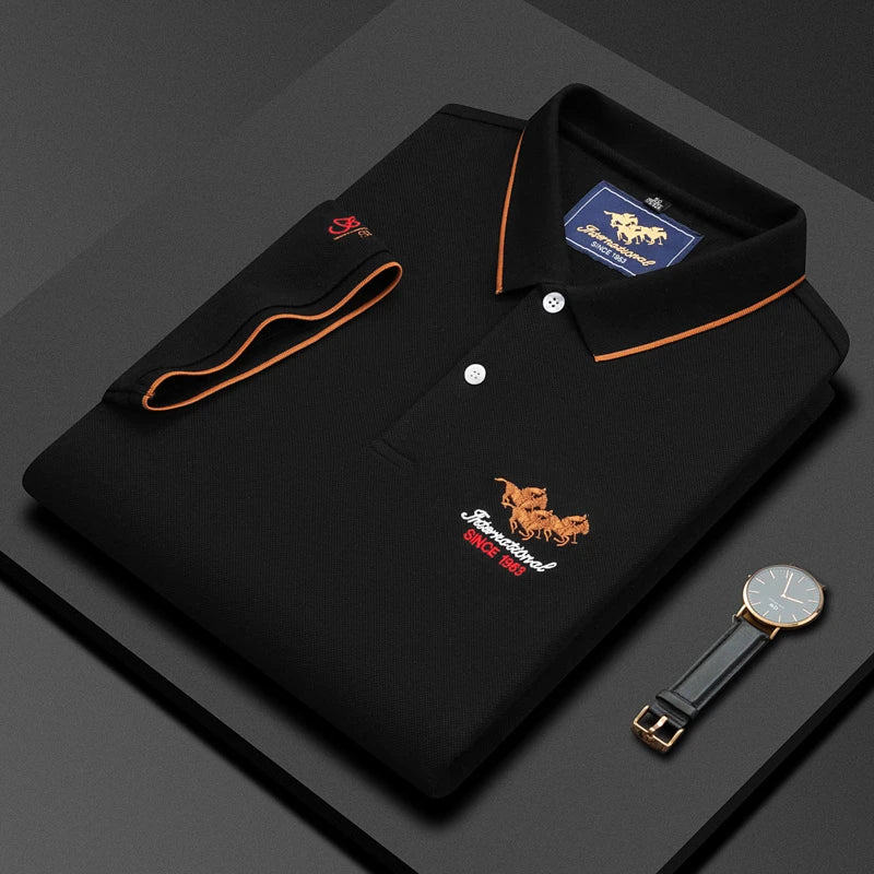High quality 100 short-sleeved POLO shirt Men's