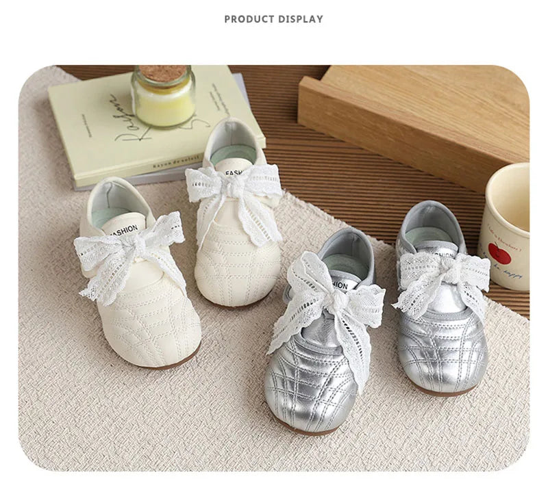 26-30 Size New Summer Kids Leather Shoes Korean Cute Lace Children Soft Soled Shoes Solid Color Thin Girls Nude Shoes