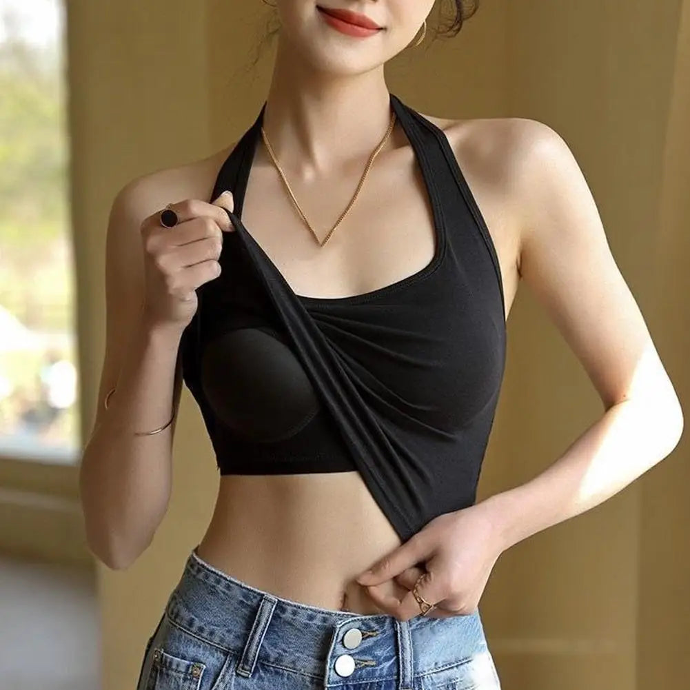 Halter Top Gym Vest Woman Backless Tank Tops Push Up Sport Bras Running Vest Workout Tops Activewear Yoga Clothing