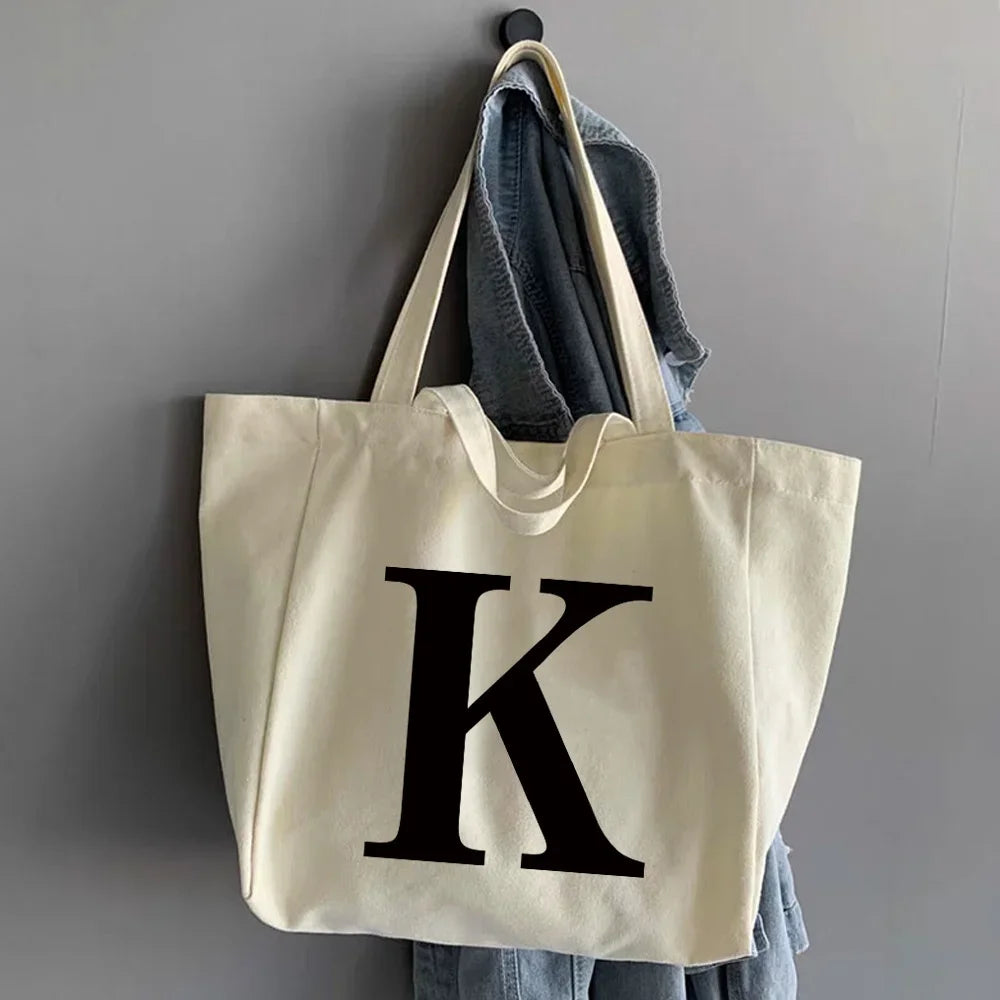 Canvas Shopping Bags Large Capacity Conventional Tote Bag Eco Two Straps Organizer Fashion Letter Printed Women Shoulder Handbag