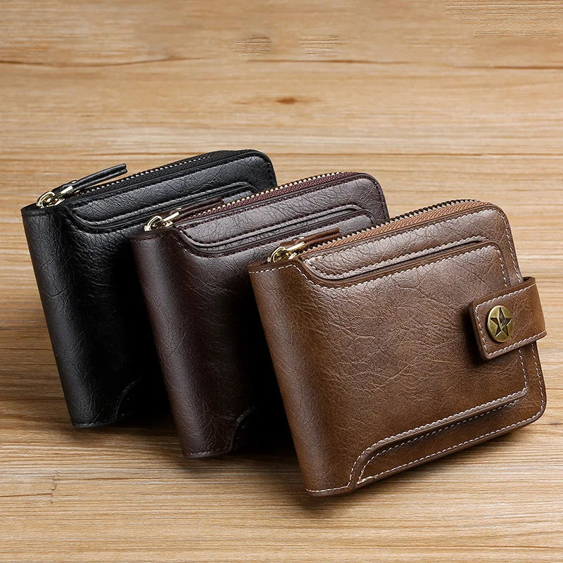 Retro Horizontal Wallet – Large Capacity with 7 Card Slots, Zipper Coin Pocket & ID Window, Driver’s License Holder
