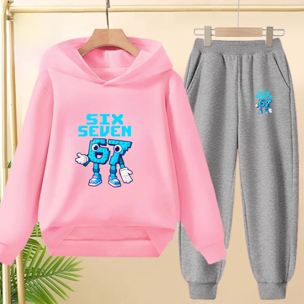 Children Coat 2 Piece 3-12 Age Boy Girl 67  Comfort Leisure Hoodie+Trousers Pullover Hooded Autumn Winter New Style Sportswear