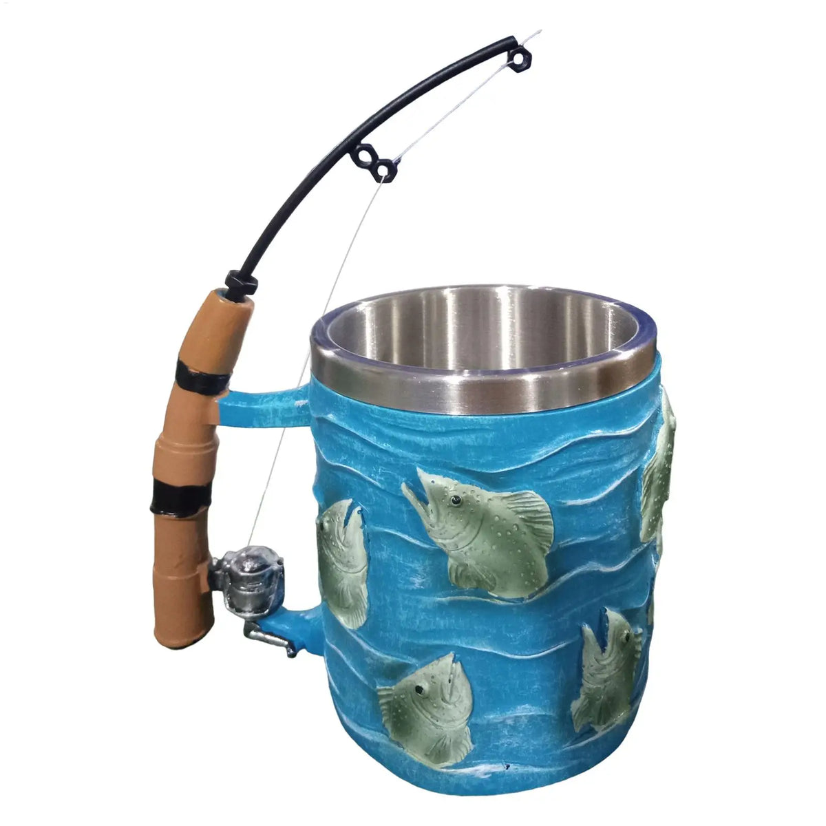 Resin Coffee Mug Cold Hot Beverage Cup Creative Funny Fishing rod shaped handle Cup For Chocolate Tea Wine Beer Home Camping