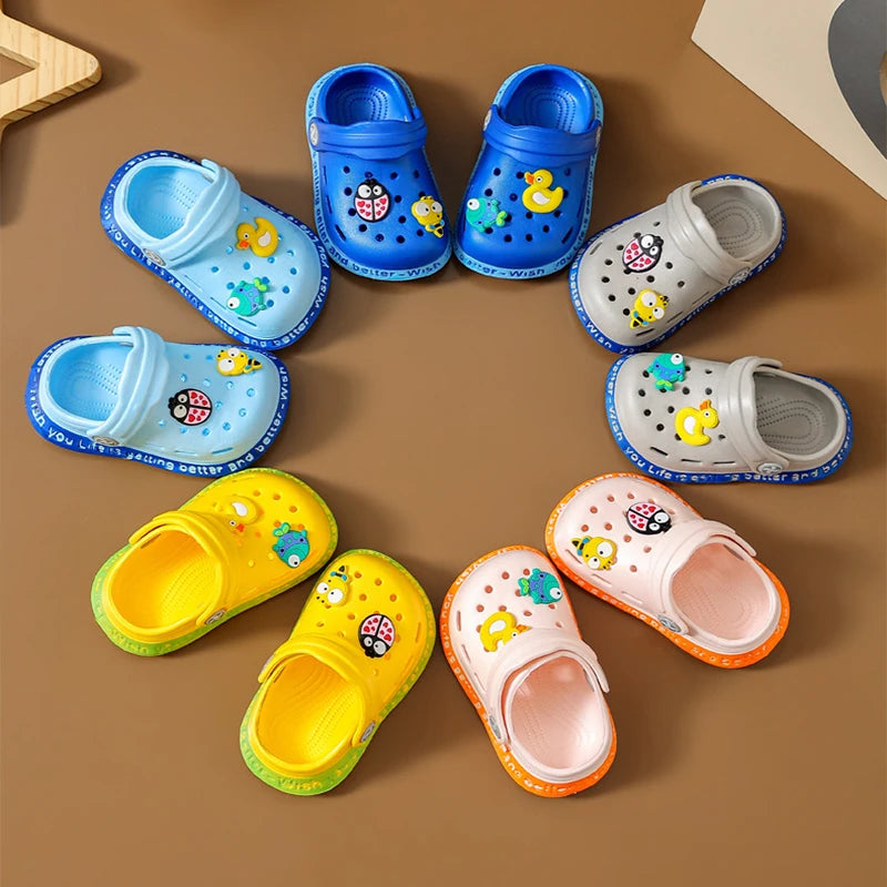 Kid Garden Shoes Sandals Summer Boys Girls Baby Baotou Sandal Infantil Soft Plastic Cute Cartoon Antiskid Casual Bathe Slippers