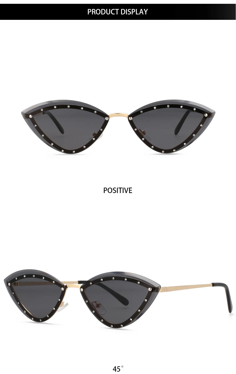 55554 Luxury Rimless Sunglasses Women Diamond  Triangular Sun Glasses Brand Designer Shades Uv400 Fashion Eyewear