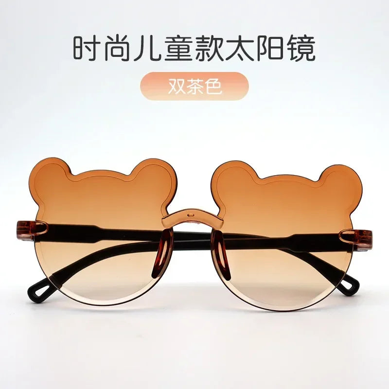 Kids Sun Sunglasses Bear Shape Cartoon Children Glasses Rimless UV400 Child Eyeglasses Outdoor Anti-Glare Girls Boys Sunglasses