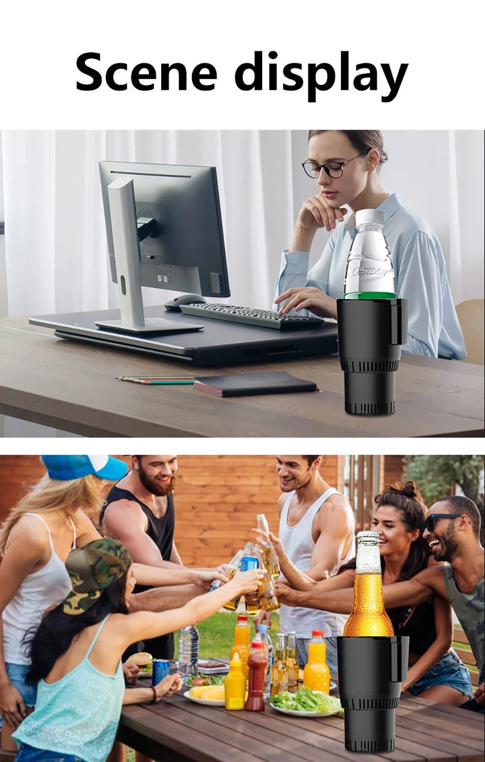 Car Hot and Cold Cup Fast Cooling Heating Cup 2 in 1 Four Seasons Universal Smart Car Cooling Cup Optional Home Adapter