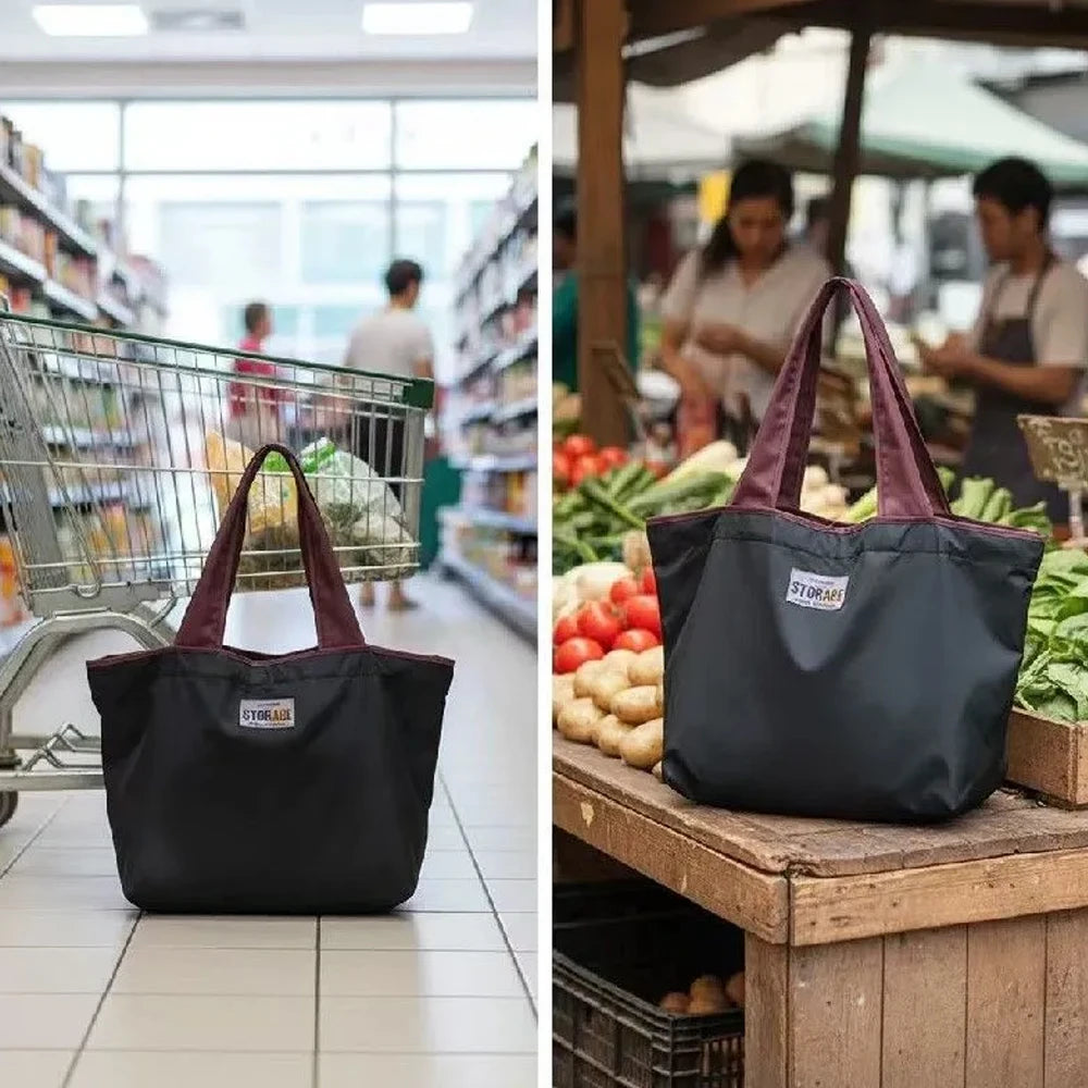Portable Shopping Bags for Supermarket Waterproof Folding Bag Shopper Large Capacity Female Fashion Shoulder bag Casual Tote Pou