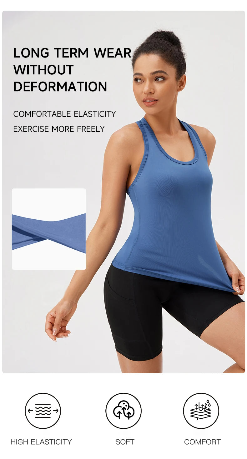 Yoga Vest Women Gym Sleeveless Sport Shirt Fitness Training Sportswear Vest  Outdoor Running Sport Tank Tops
