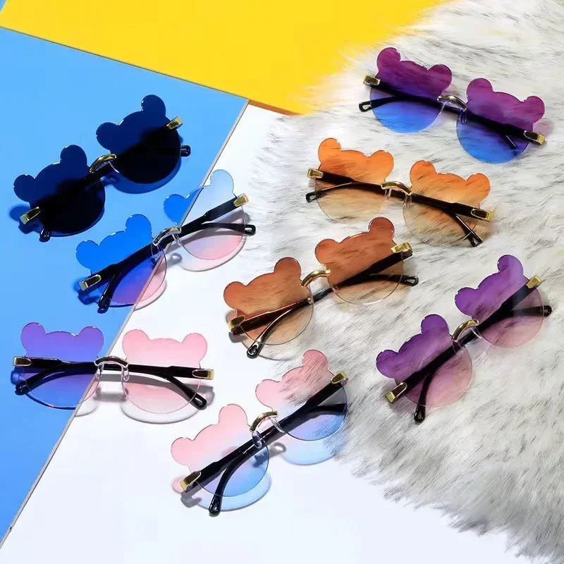 Kids Sun Sunglasses Bear Shape Cartoon Children Glasses Rimless UV400 Child Eyeglasses Outdoor Anti-Glare Girls Boys Sunglasses