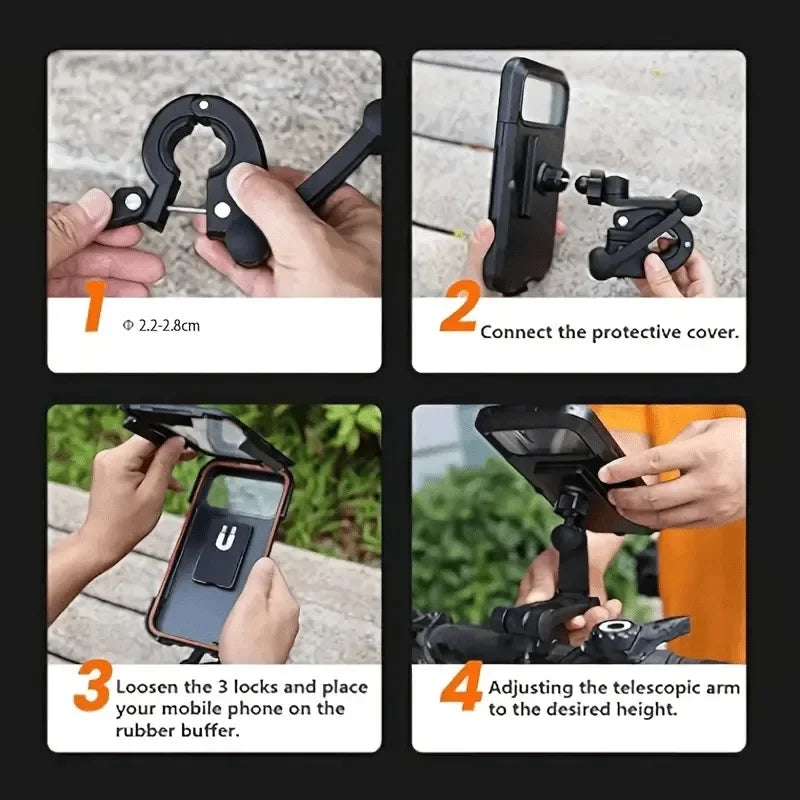 Popular Motorcycle Bicycle Phone Holder Waterproof Magnetic Mount 360° Rotation Adjustable Outdoor Cycling Phone Accessories