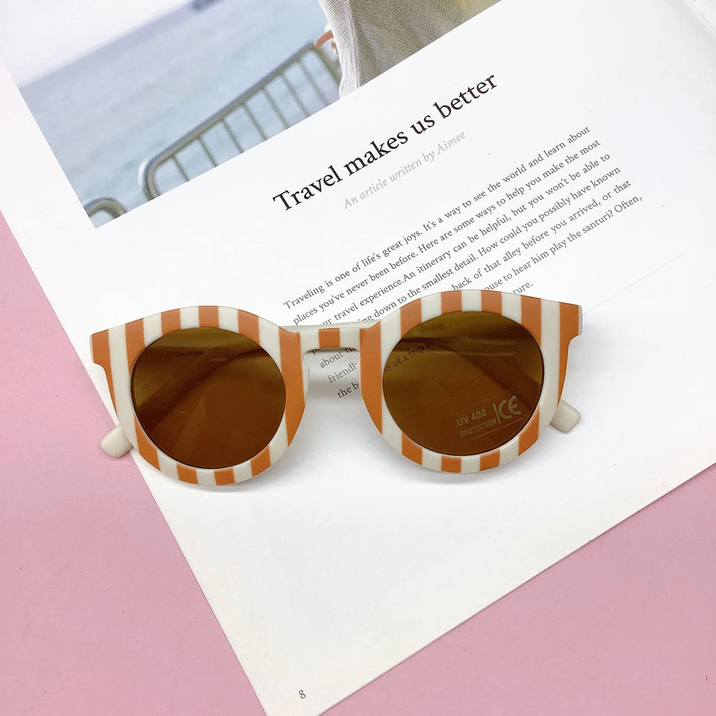 Children's Sunglasses Girl Baby Boy Cute Summer Round Frame Small Sunglasses Children's Glasses Steampunk Bee Kids Sunglasses