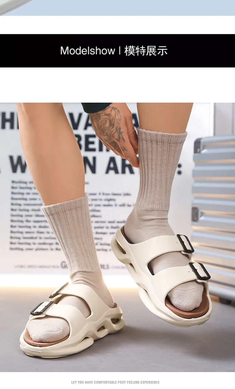 Slippers summer new breathable men's casual outdoor beach shoes classic slippers soft-sole non-slip comfort thick-sole sandals