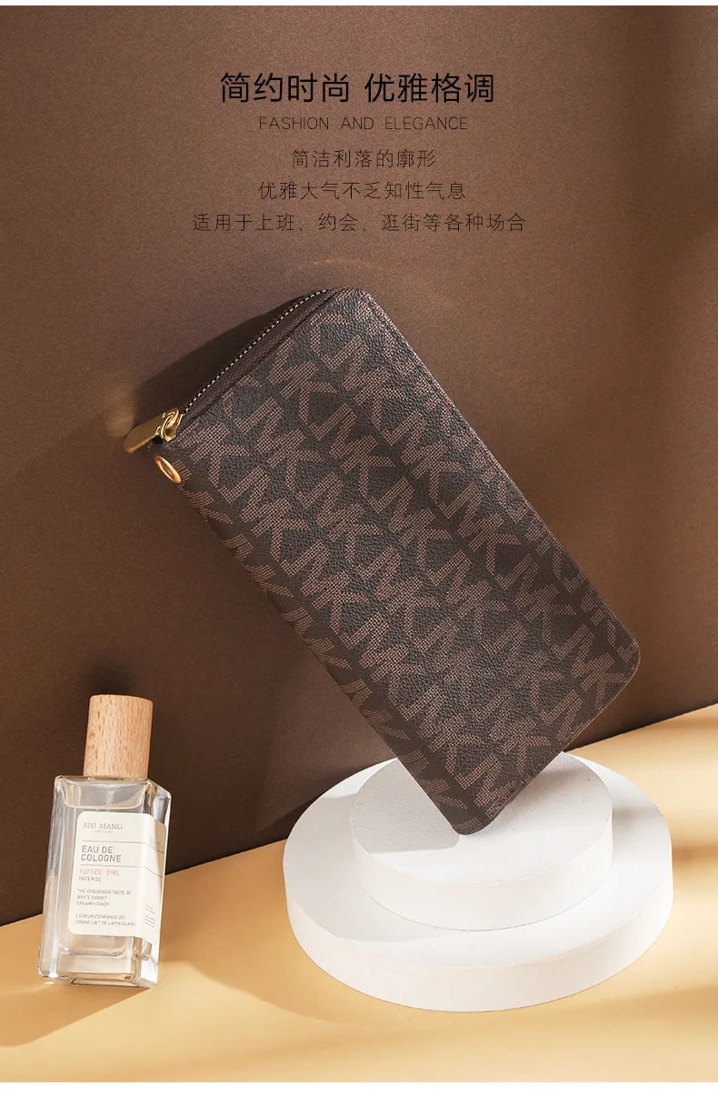 Long Wallets for Women & Men, Korean Style 2025 New Wholesale Zipper Clutches, Printed Multi-Card Slots Large Capacity Wristlet