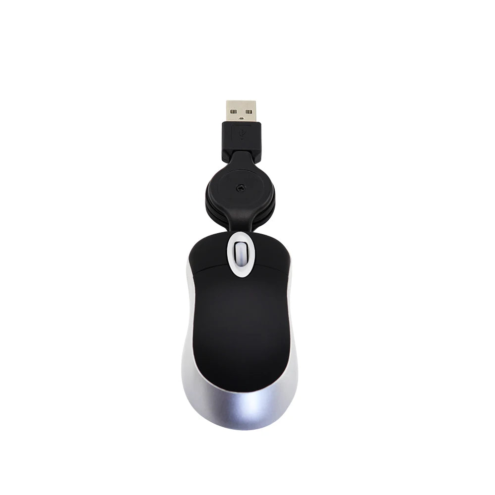 Portable Optical Mini Mouse Retractable USB Cable Ergonomic Office Mause Computer peripheral accessories For PC Laptop