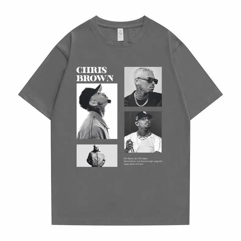 Pop Singer Chris Brown Graphic Print T Shirt Men Women