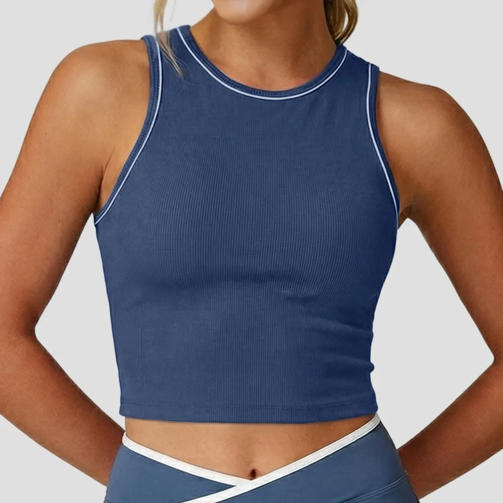 Women Yoga Vest High Elasticity Quick Drying Sleeveless Solid Sports Vest Gym Fitness Workout Athleticwear
