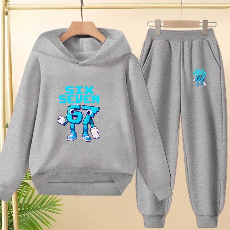 Children Coat 2 Piece 3-12 Age Boy Girl 67  Comfort Leisure Hoodie+Trousers Pullover Hooded Autumn Winter New Style Sportswear
