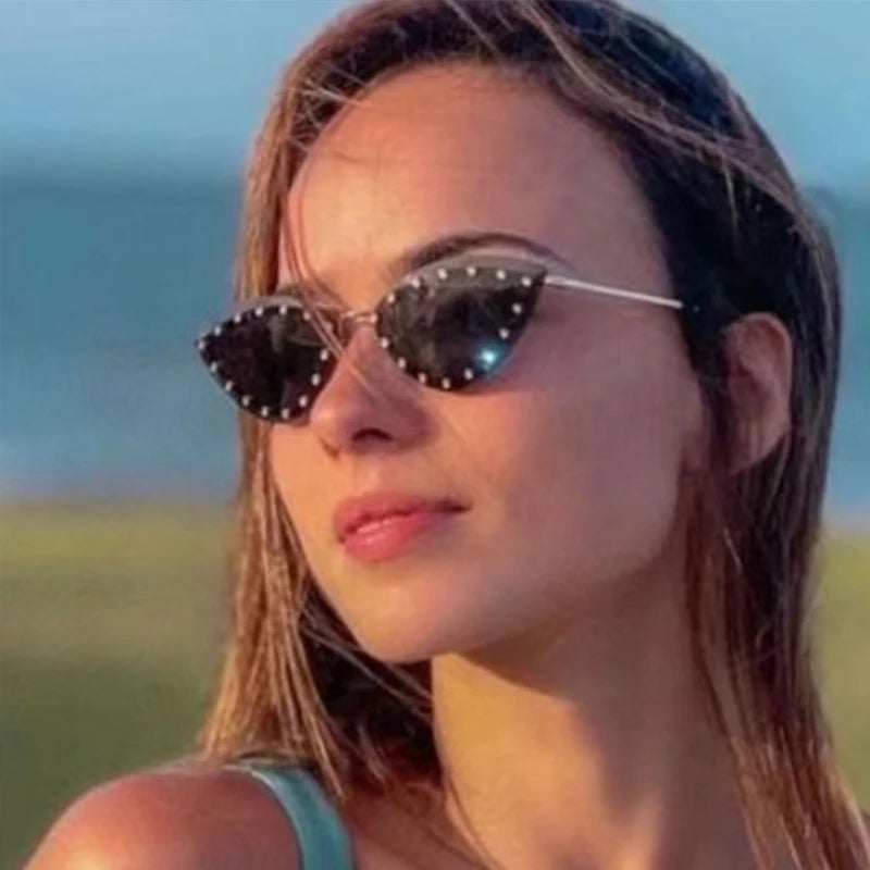 55554 Luxury Rimless Sunglasses Women Diamond  Triangular Sun Glasses Brand Designer Shades Uv400 Fashion Eyewear