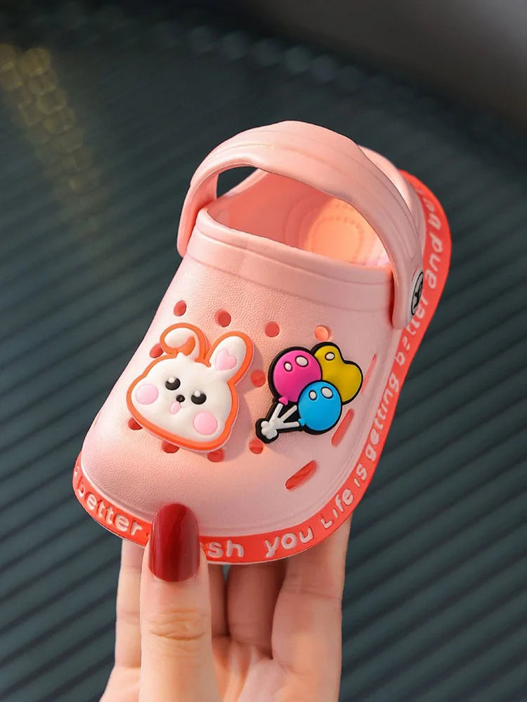 Kid Garden Shoes Sandals Summer Boys Girls Baby Baotou Sandal Infantil Soft Plastic Cute Cartoon Antiskid Casual Bathe Slippers