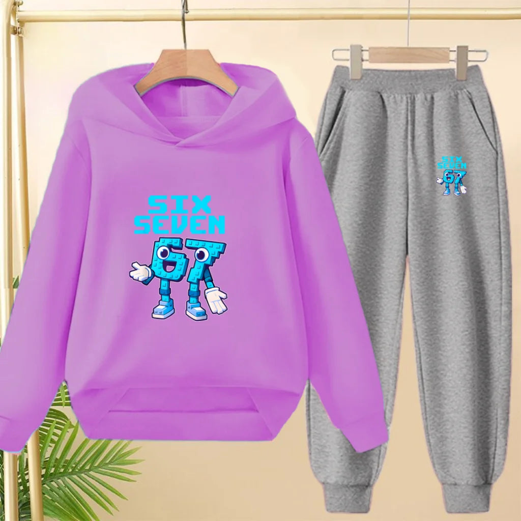 Children Coat 2 Piece 3-12 Age Boy Girl 67  Comfort Leisure Hoodie+Trousers Pullover Hooded Autumn Winter New Style Sportswear