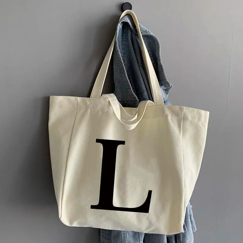 Canvas Shopping Bags Large Capacity Conventional Tote Bag Eco Two Straps Organizer Fashion Letter Printed Women Shoulder Handbag