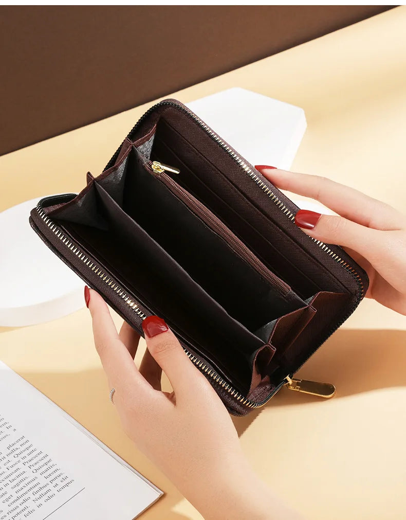 Long Wallets for Women & Men, Korean Style 2025 New Wholesale Zipper Clutches, Printed Multi-Card Slots Large Capacity Wristlet