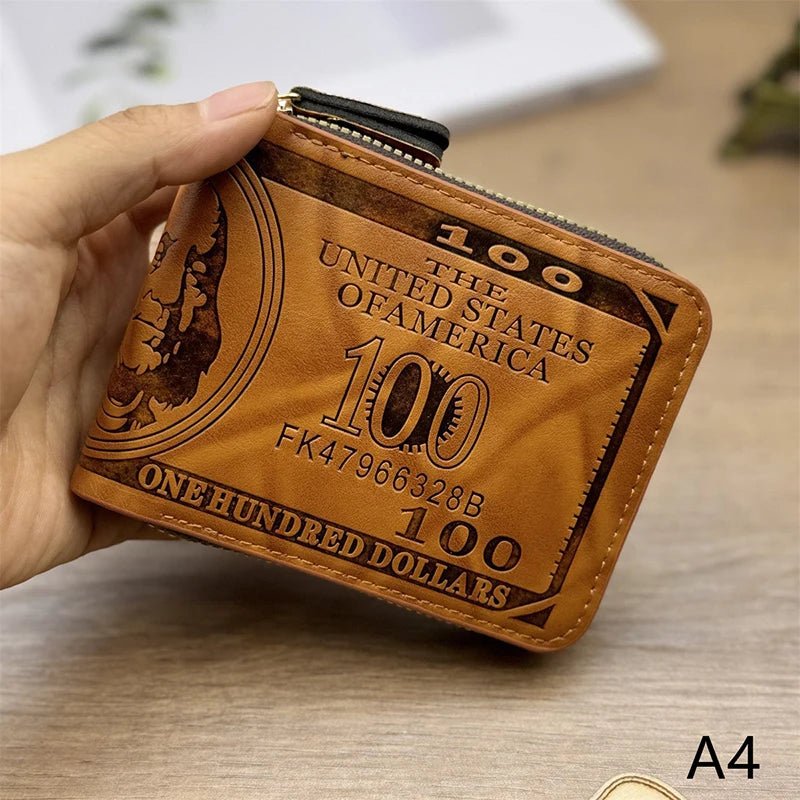 1Pcs Men's Business Wallet Men's Wallets With 100 US Dollar PatternWallet Male Leather Walet Mountaineering Bag Christmas Gifts