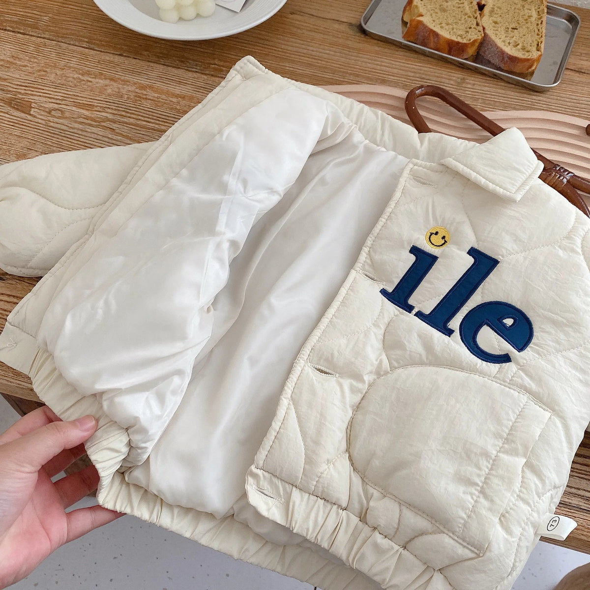 Winter Children's Clothing Baby Boys Smile Jacket Coats Kids Cotton Clothes Toddler Girls Lapel Outerwear Embroidery Tops 0-6Yrs
