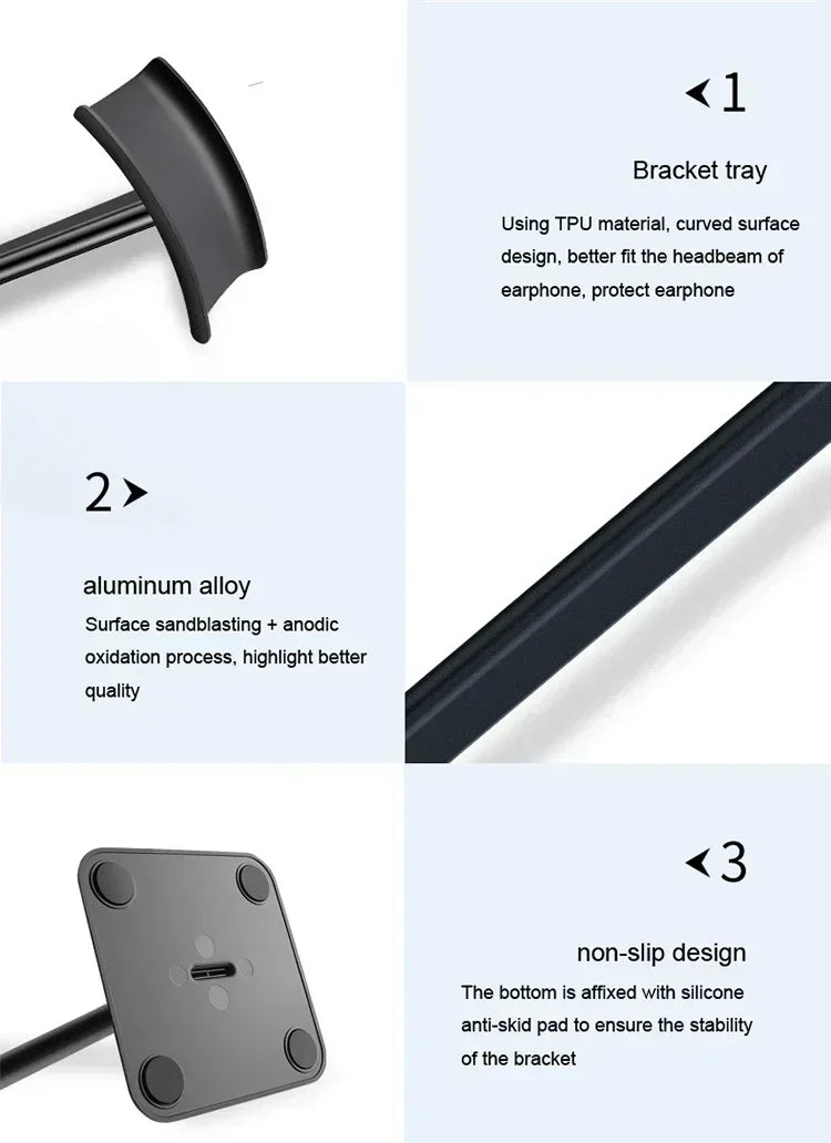 Earphone Holder Detachable Computer Esports Game Headset Desktop Storage Universal Display Rack Stand for All Headsets