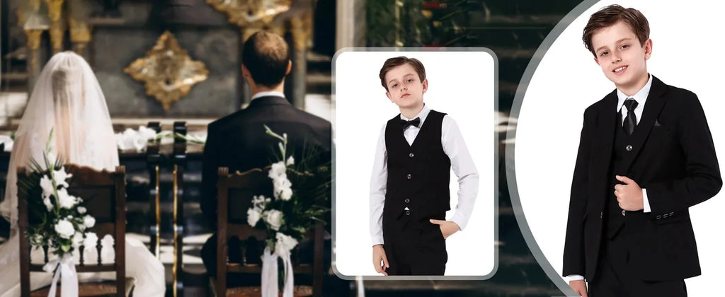 Children Photograph Suit Boys Wedding Kids Tuxedo Evening Party Wear Teenager Graduation Birthday Costume Blazer+Vest+Pant