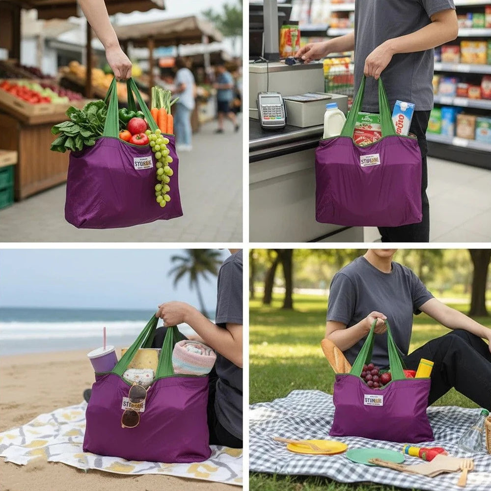 Portable Shopping Bags for Supermarket Waterproof Folding Bag Shopper Large Capacity Female Fashion Shoulder bag Casual Tote Pou