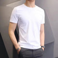 Men T-shirts White Black Short Sleeve Loose Round Neck Bottoming Shirts Trendy Casual Solid Color Pullover Tops Male Clothing