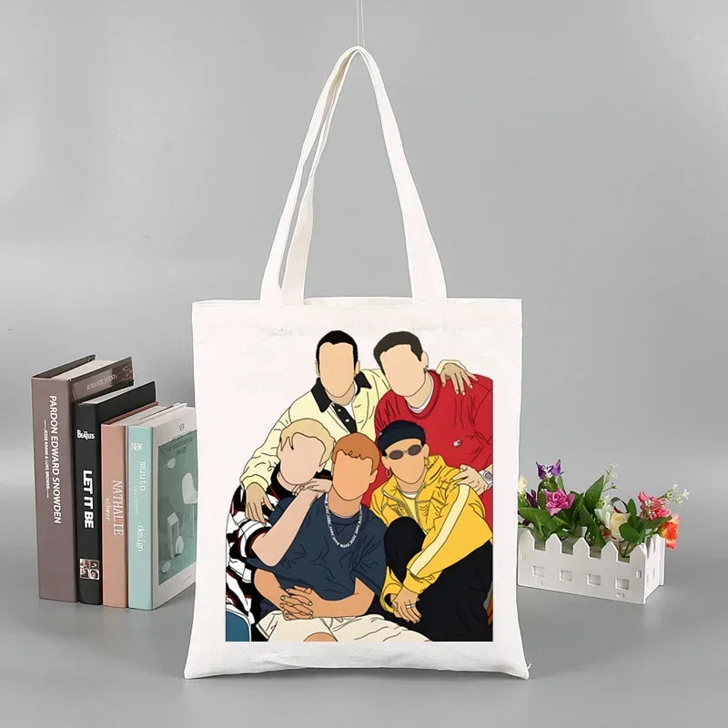 Backstreet Boys World BSB Music Band Ulzzang Shopping Bag Grocery Handbag Bolsas De Tela Tote Bolsa Shopping Bag Tote Fabric