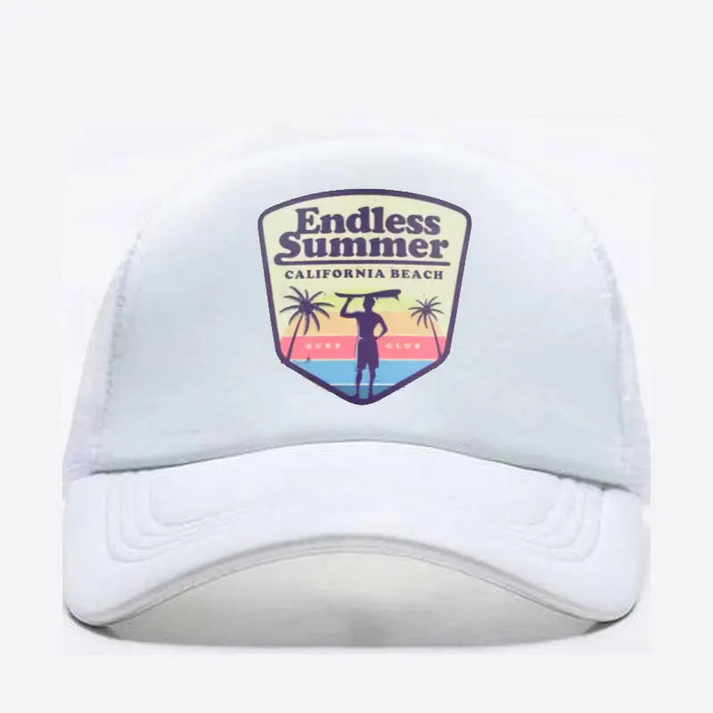 Cool Summer Surfing Trucker Cap Hat Beach Seaside Surfer Caps Sandbeach Holiday Mesh Cap HipHop Hat for Men Women Youth