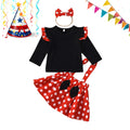 1-5 Years Children Outfit Baby Clothing Set Girl Summer Birthday Costume Kids Dots Tops Skirt Cosplay Dress with Headband