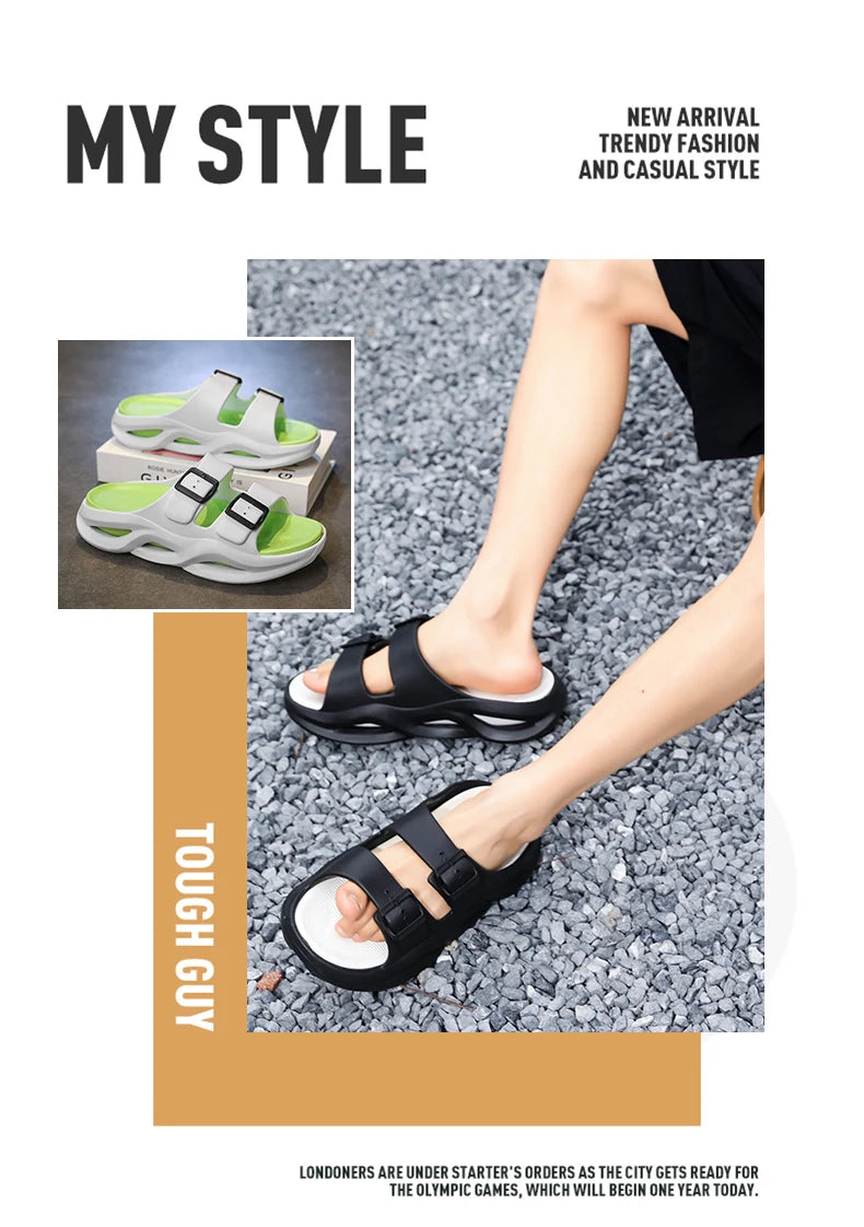 Slippers summer new breathable men's casual outdoor beach shoes classic slippers soft-sole non-slip comfort thick-sole sandals