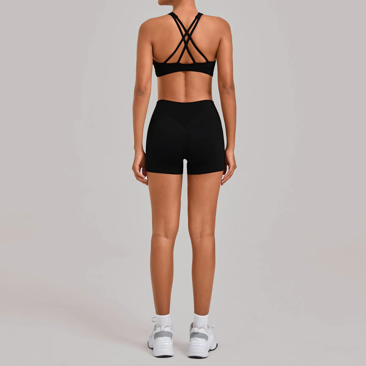 Gym Workout Clothing Detachable Chest Pad Cross Back Vest Yoga Shorts Sets Tight Quick-Dry Fitness Sports Shorts Suits for Women