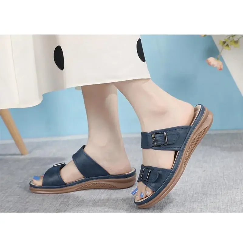 New Summer Shoes Women Flat Sandals Summer Holiday Fashion Brand Ladies Modern Sandals Blue Big Size 42 DX380