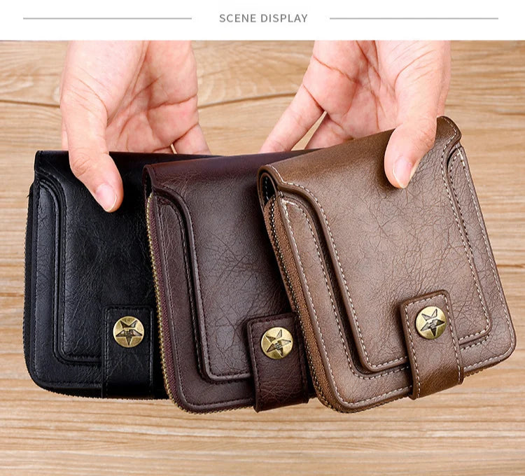 Retro Horizontal Wallet – Large Capacity with 7 Card Slots, Zipper Coin Pocket & ID Window, Driver’s License Holder