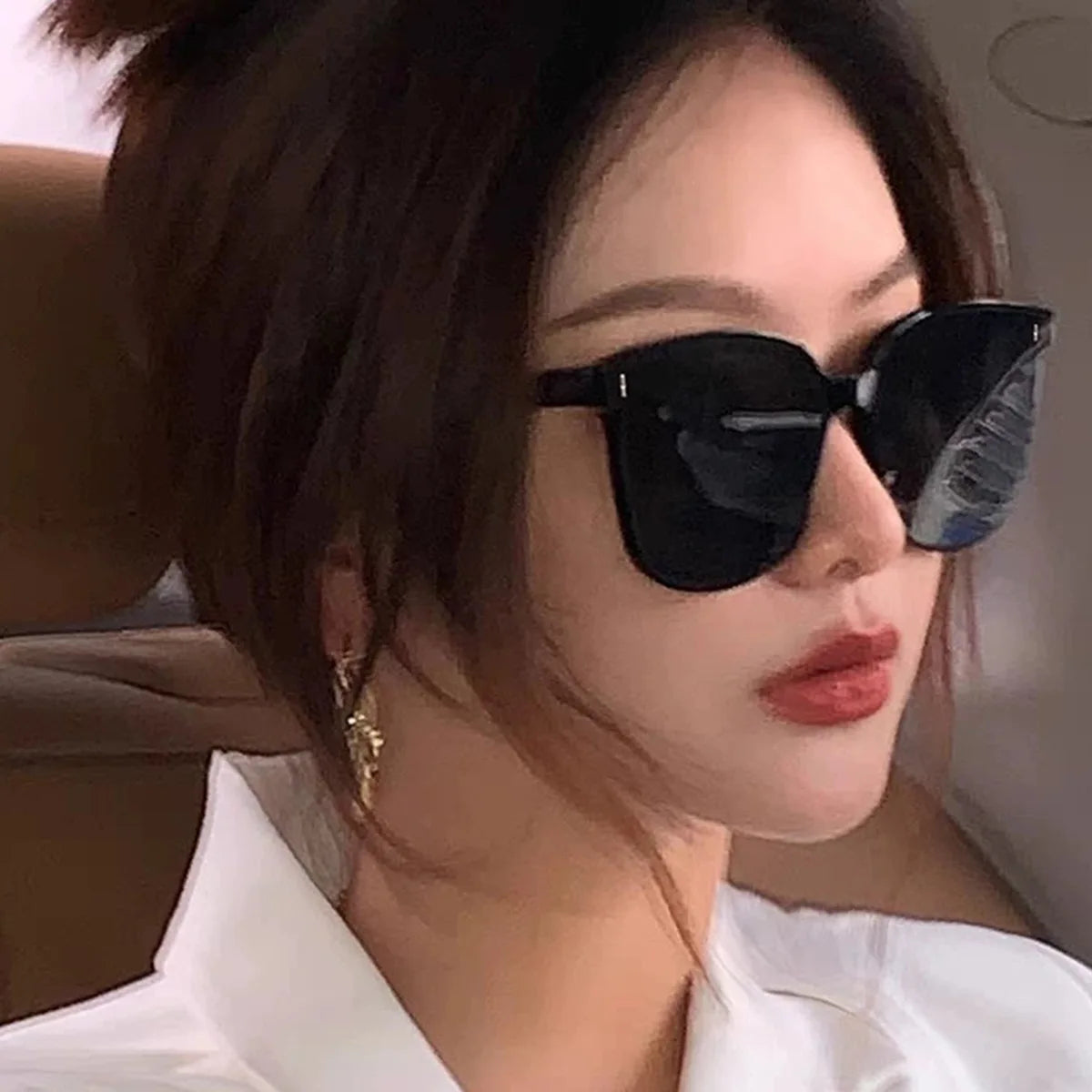 New Gm Sunglasses with Large Frames That Make the Face Look Smaller, Korean Style Trendy Ins Black Frame Internet Celebrity Style Street Style Popular Sunglasses for Women