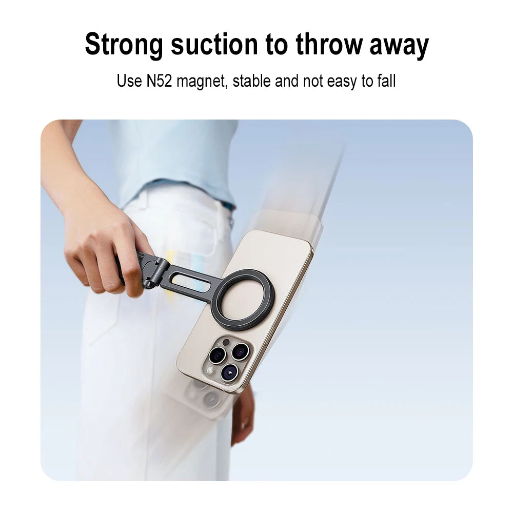 Alloy Phone Tripod Carabiner-Mounted For iPhone Portable Dual-sided Magnetic Tripod Desk Mount Phone Handle Holder