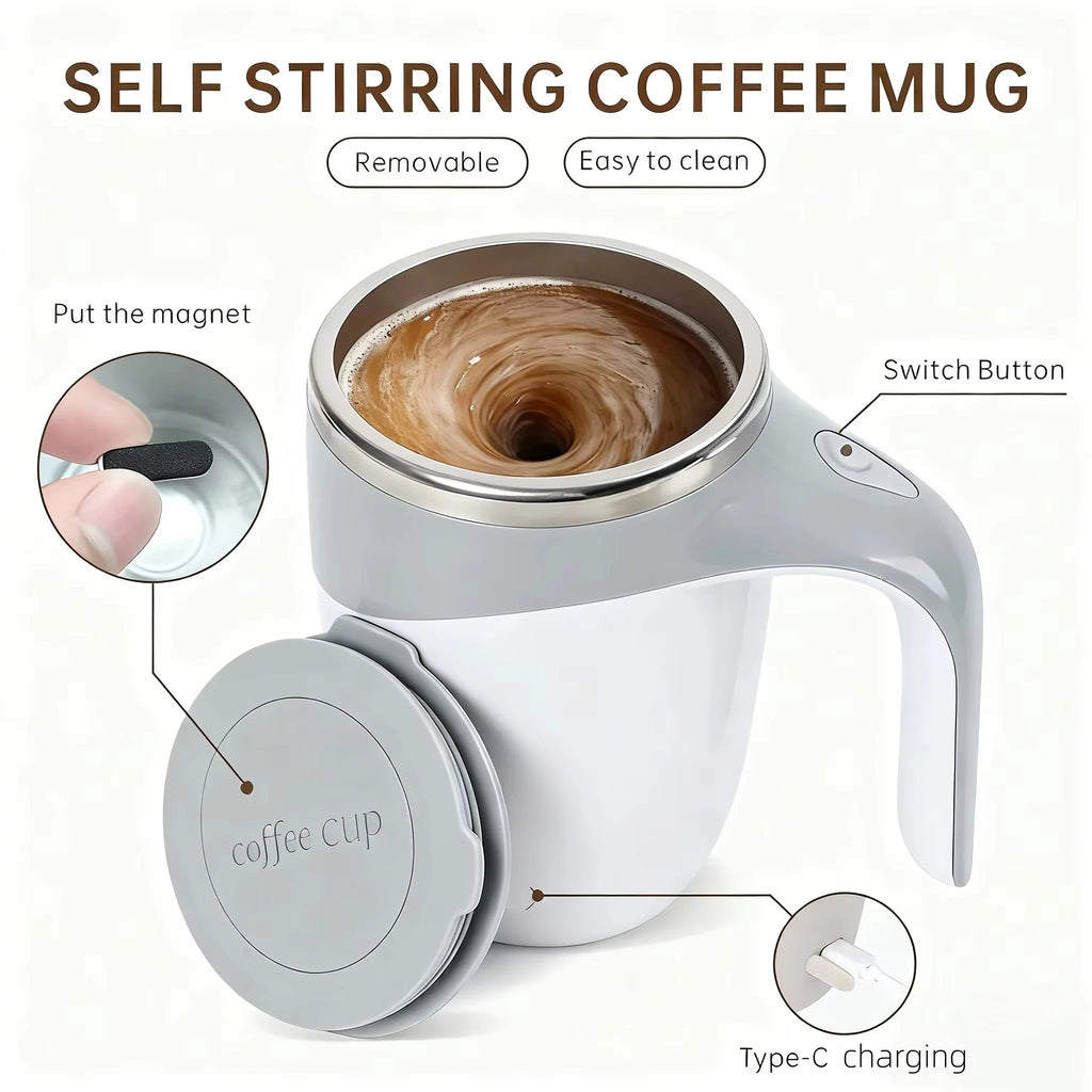 Portable Smart Automatic Magnetic Stirring Cup Rechargeable 304 Stainless Steel  Rotating Mug Cup Drinking Tools Coffee Cup