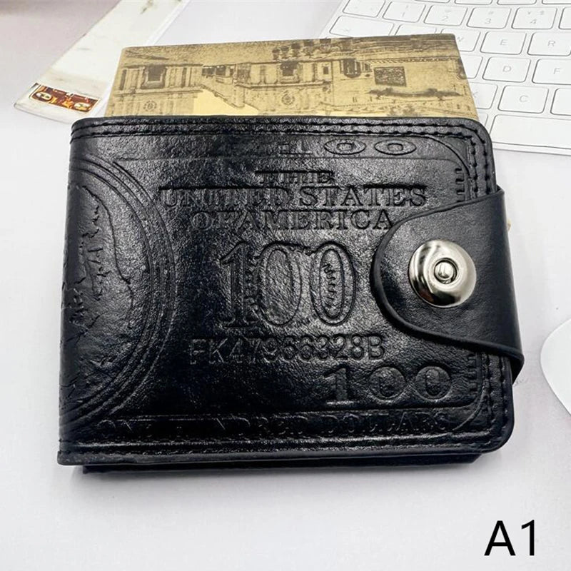 1Pcs Men's Business Wallet Men's Wallets With 100 US Dollar PatternWallet Male Leather Walet Mountaineering Bag Christmas Gifts