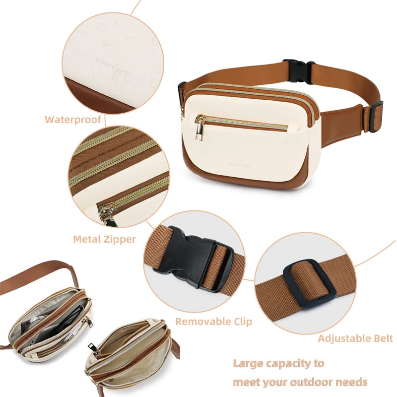 TINYAT 2025 Bohemian Lightweight Waist Bag Woman Fanny Pack Boho Crossbody Bag for Ladies Music Festival Travel Going Out