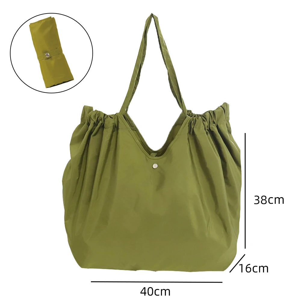 Portable Shopping Bags for Supermarket Waterproof Folding Bag Shopper Large Capacity Female Fashion Shoulder bag Casual Tote Pou