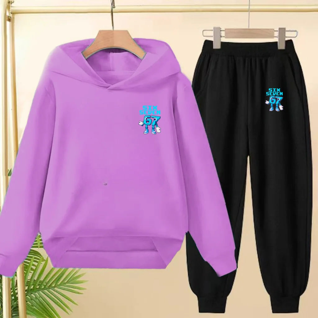 Children Coat 2 Piece 3-12 Age Boy Girl 67  Comfort Leisure Hoodie+Trousers Pullover Hooded Autumn Winter New Style Sportswear