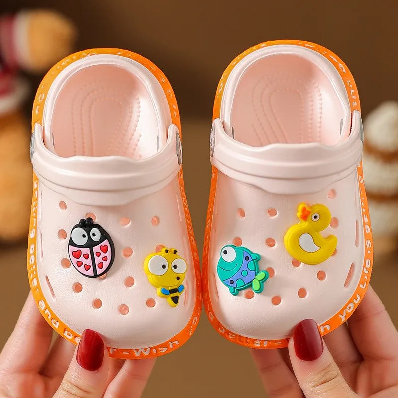 Kid Garden Shoes Sandals Summer Boys Girls Baby Baotou Sandal Infantil Soft Plastic Cute Cartoon Antiskid Casual Bathe Slippers