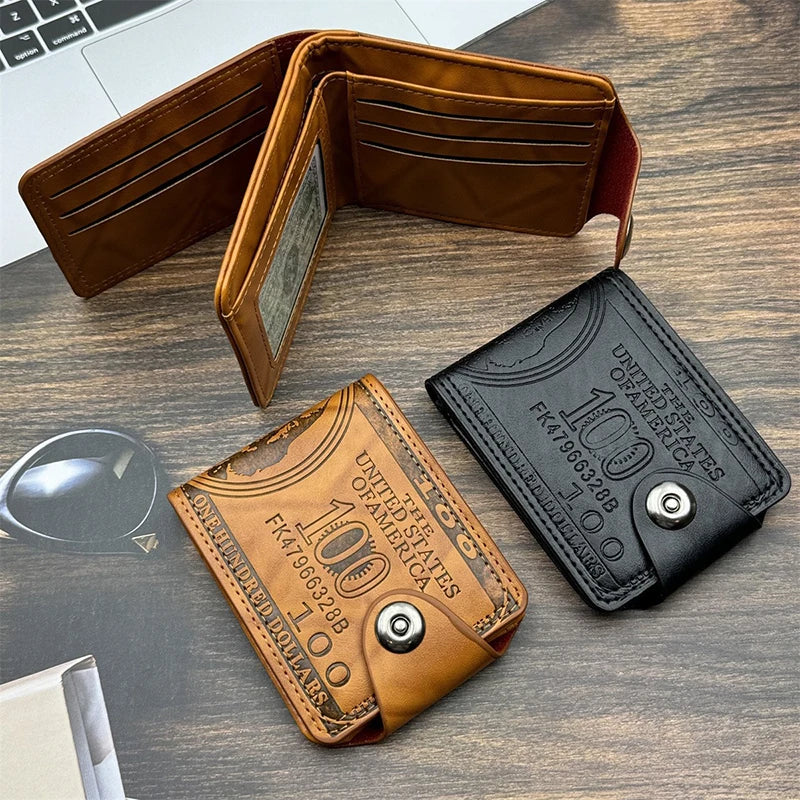 1Pcs Men's Business Wallet Men's Wallets With 100 US Dollar PatternWallet Male Leather Walet Mountaineering Bag Christmas Gifts