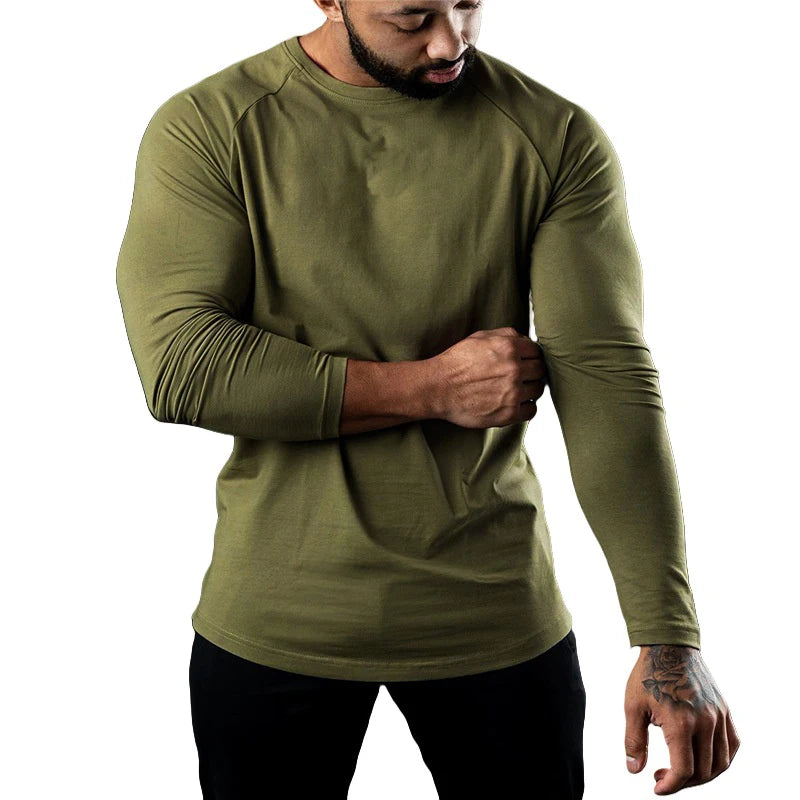 Mens T Shirts Casual Round Neck Long Sleeve Cotton Moisture Wicking Tees Tanks White Black Undershirts Loose Fit Tshirts for Men